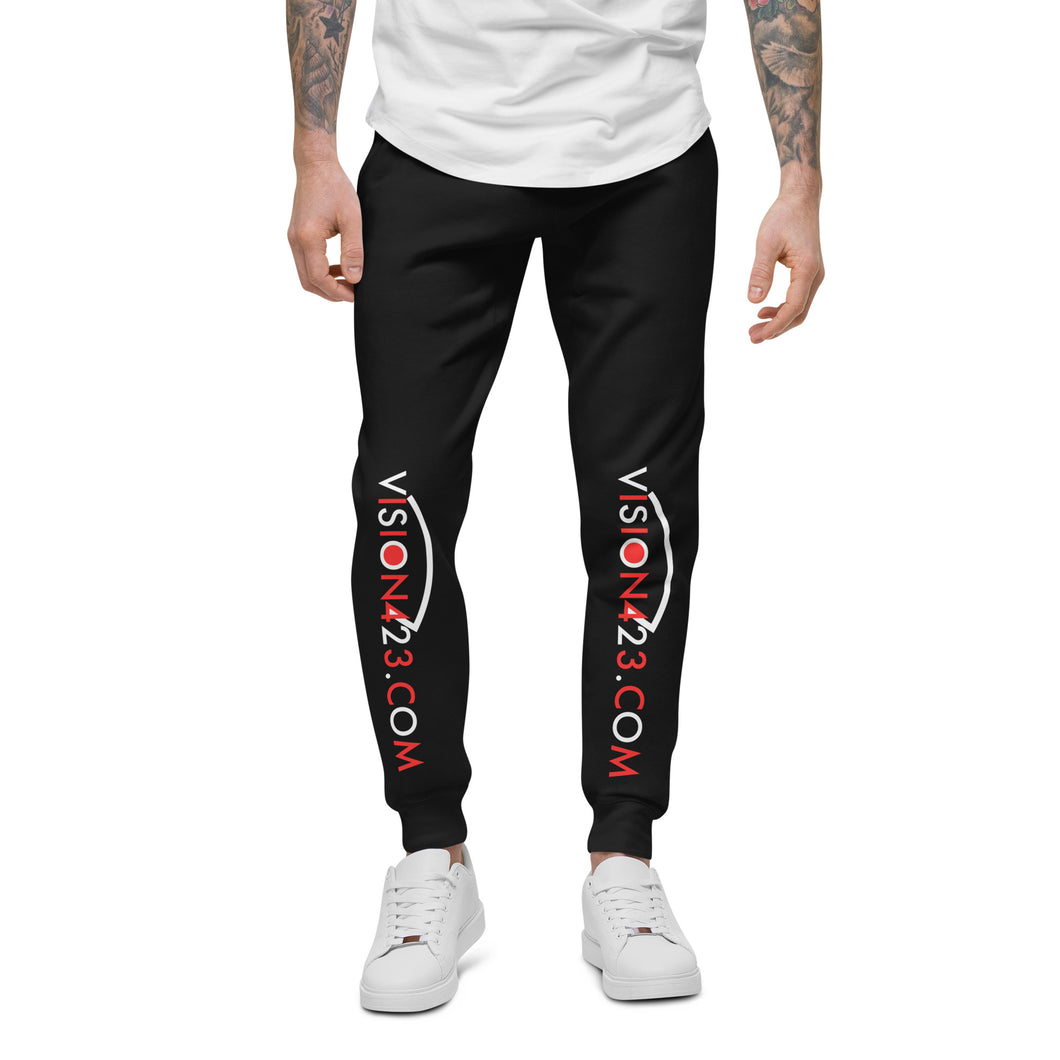 Vision423.com//Unisex Fleece Sweatpants//White Logo